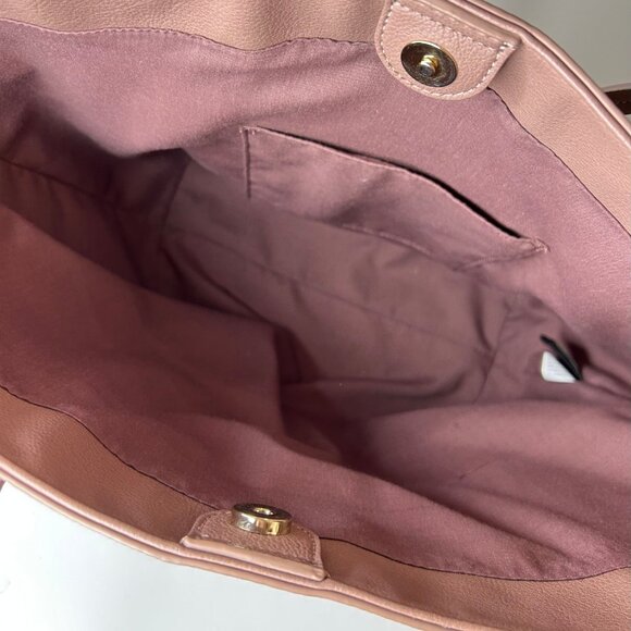 Banana Republic Curved Tote Bag Savannah Clay/Mauvish Double Handle NWOT - Picture 9 of 9